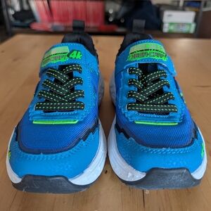 Skechers Kids Blue and Neon Green Sneakers